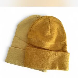 Set of Two Yellow and Gold Beanies